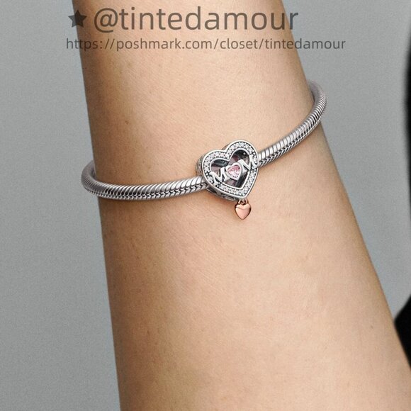 Pandora Two-tone Openwork Mom & Heart Charm|Pendant|Two-tone - Picture 2 of 2